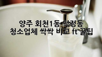 🏡✨ 양주 회천1동, 덕정동 청소업체 싹싹 비교! (ft. 꿀팁)